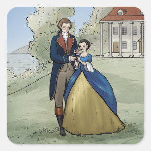 Young George and Martha Washington at Mount Vernon Square Sticker