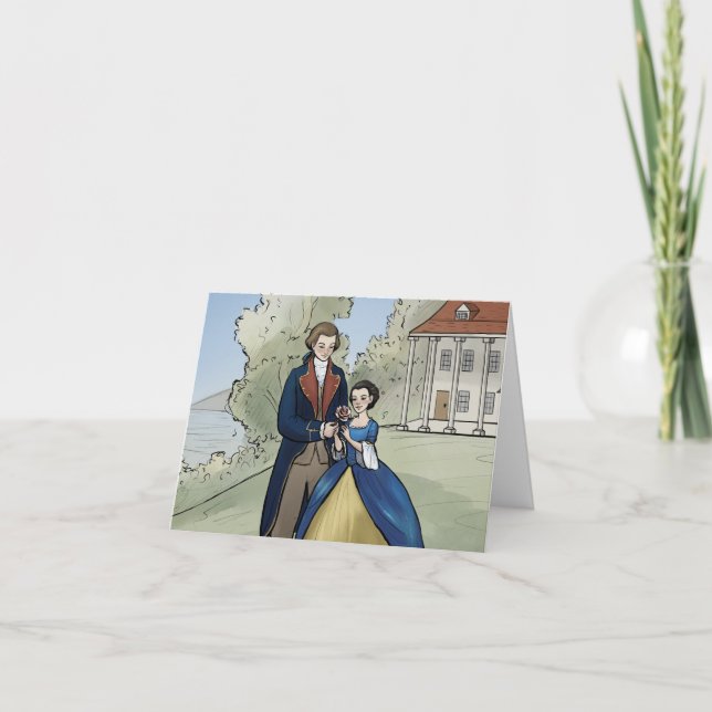 Young George and Martha Washington at Mount Vernon Thank You Card (Front)