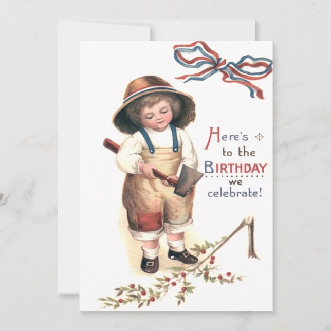 Young George Washington Chopping Down Cherry Tree Invitation (Front)