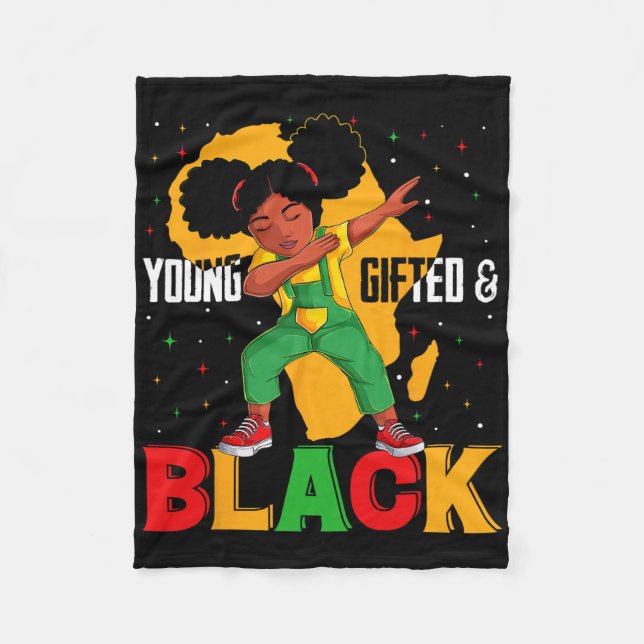 Young Gifted And Black Dabbing Girl Black History  Fleece Blanket (Front)