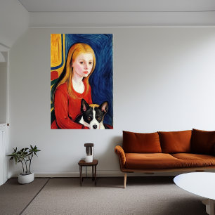Young girl and a dog   AI Art Poster