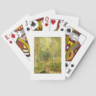 Young Girl Bathing her Feet Playing Cards