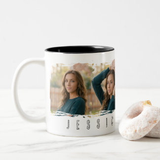 Young Girl Collaged Typography Two-Tone Coffee Mug