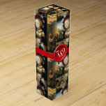YOUNG GIRL ,GRAPE VINEYARD RED WAX SEAL MONOGRAM WINE GIFT BOX<br><div class="desc">Elegant painting of hanged grapes with blue ribbon.Beautiful blonde young girl in gorgeous dress and gold jewellery with red hat and white feathers holding a plate full of red yellow grapes, grape vines , red green fall leaves with a lake landscape in background ( Salome ) by German painter Lucas...</div>