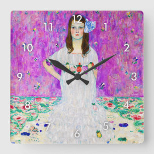 Young Girl, Gustav Klimt Square Wall Clock