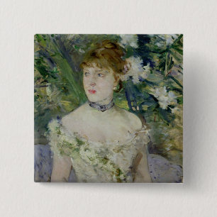 Young girl in a ball gown, 1879 15 cm square badge