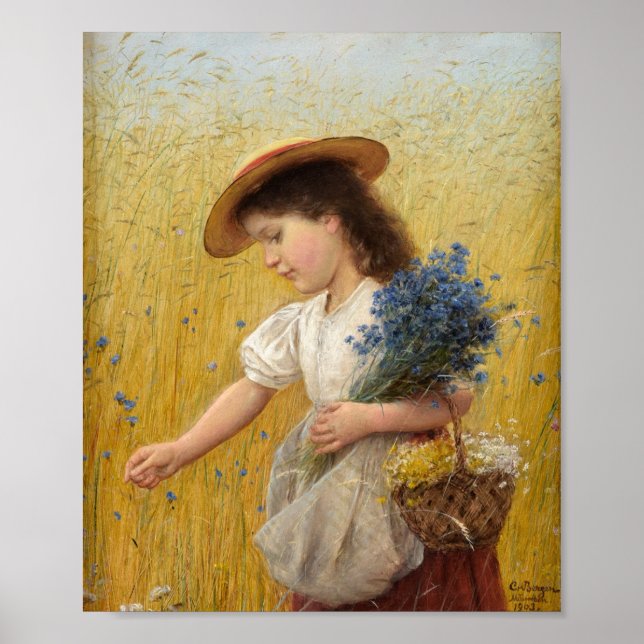 Young Girl in a Wheat Field Poster (Front)