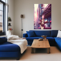 Young girl in the city | AI Art  Poster