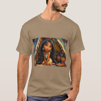 Young girl in traditional attire inside a cozy ten T-Shirt
