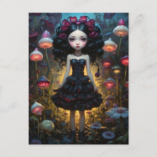 Young girl - Mushrooms Postcard (Front)