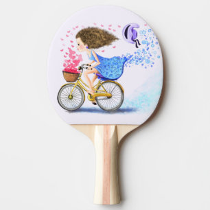 Young Girl On A Bike Ping Pong Paddle Love