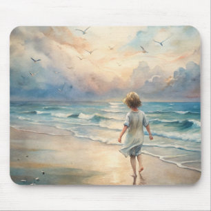 Young Girl on Beach Mouse Pad