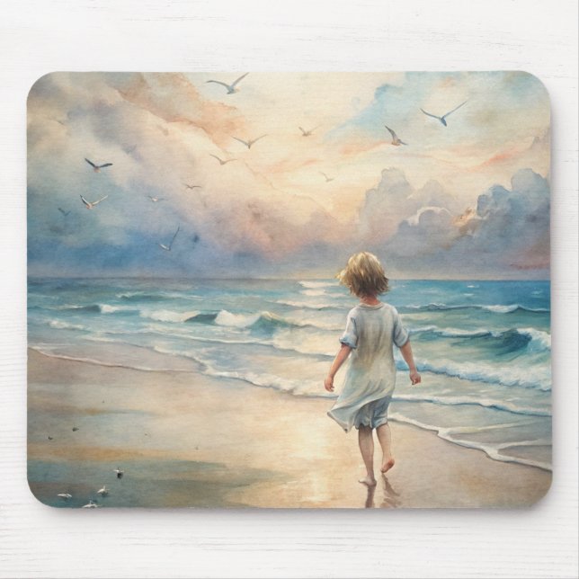 Young Girl on Beach Mouse Pad (Front)