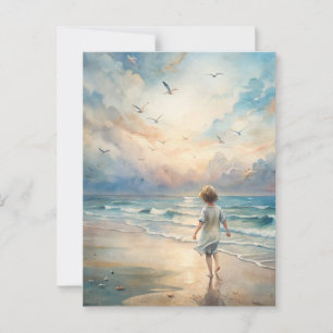 Young Girl on Beach Postcard