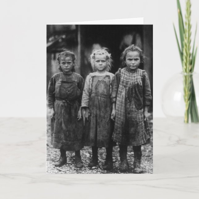 Young Girl Oyster Shuckers, early 1900s Card (Front)