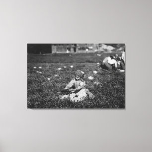 Young Girl Picking Cranberries Photograph Canvas Print
