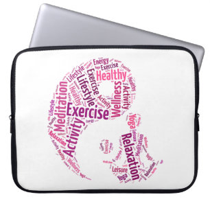 Young girl practicising yoga under Yin Yang symbol Laptop Sleeve