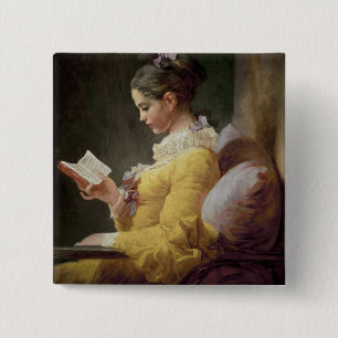 Young Girl Reading, c.1776 15 Cm Square Badge