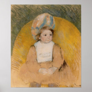 Young Girl Seated in a Yellow Armchair Poster
