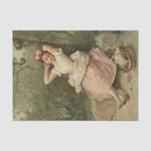 Young Girl Sitting At the Foot of a Tree Tissue Paper