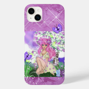 Young Girl Sitting with Flowers Phone Case