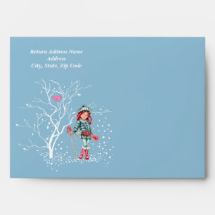 Young Girl Skier Custom Christmas Envelopes