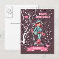 Young Girl Skier | Custom Name Christmas