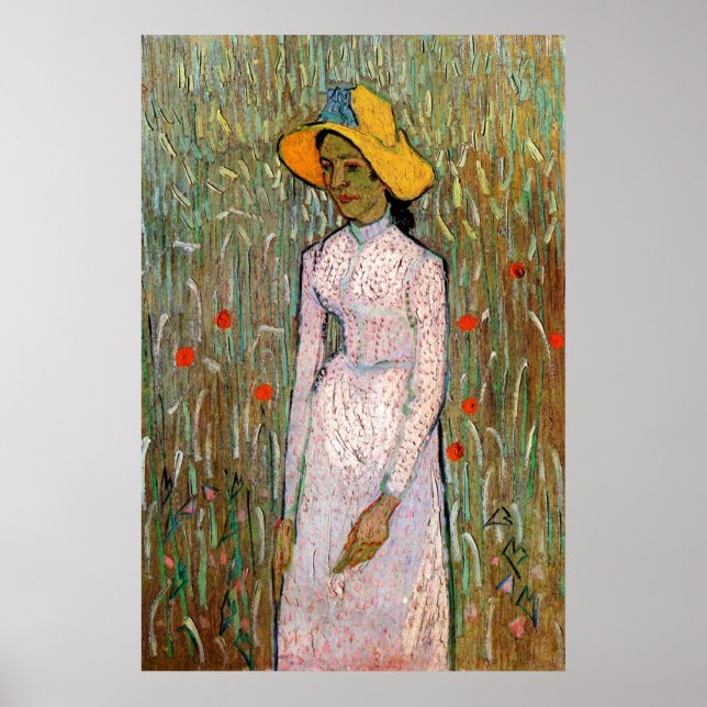 Young Girl Standing at Wheat Fields - van Gogh Poster (Front)