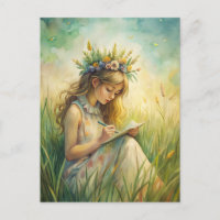Young Girl Wildflowers Nature Inspired