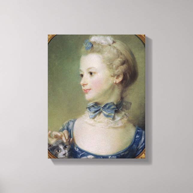 Young Girl with a Cat Canvas Print (Front)