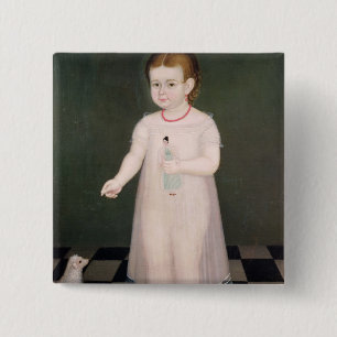 Young Girl with a Doll, 1838 15 Cm Square Badge