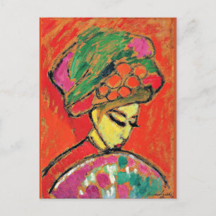 Young Girl with  a Flowered Hat by Alexi Jawlensky Postcard