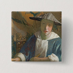 Young Girl with a Flute, c.1665-70 15 Cm Square Badge