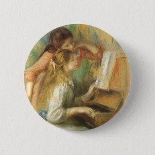 Young Girls at Piano by Pierre Renoir 6 Cm Round Badge