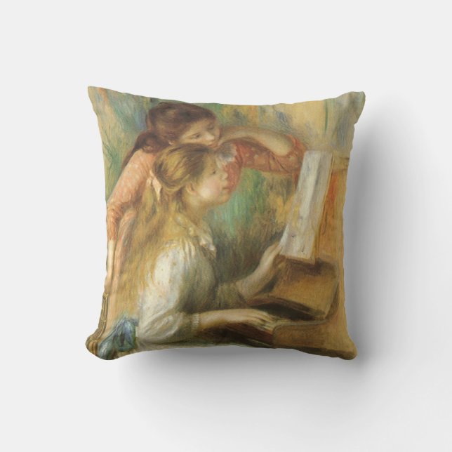 Young Girls at Piano by Pierre Renoir Cushion (Front)