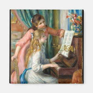 Young girls at the piano by Pierre-Auguste Renoir Magnet
