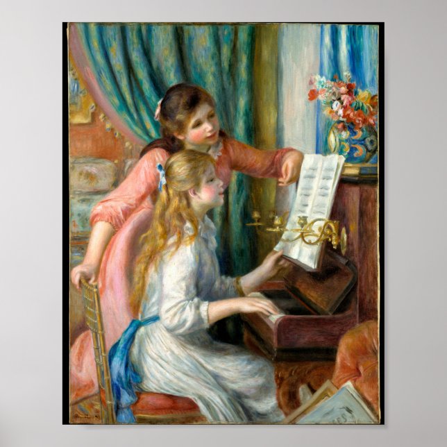 Young girls at the piano by Pierre-Auguste Renoir Poster (Front)