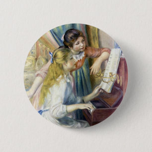 Young Girls at the Piano by Pierre Renoir 6 Cm Round Badge