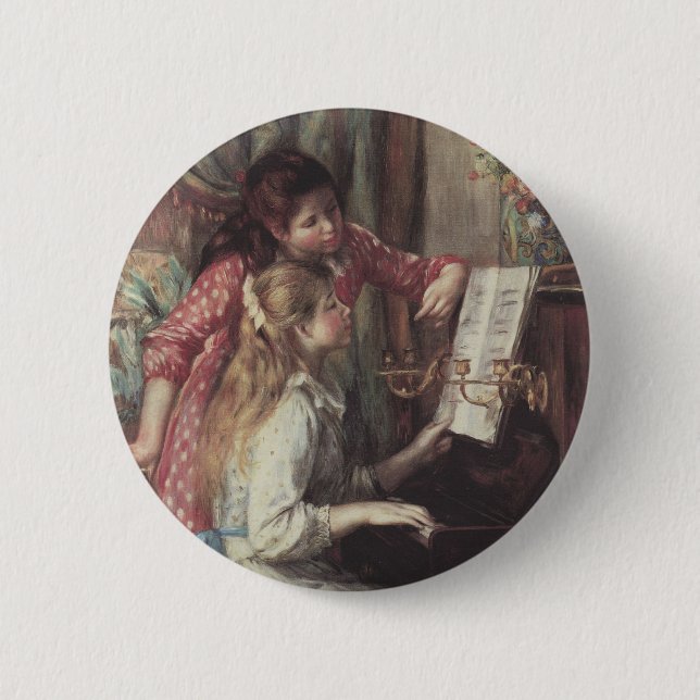 Young Girls at the Piano by Pierre Renoir 6 Cm Round Badge (Front)