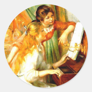 Young Girls at the Piano Classic Round Sticker