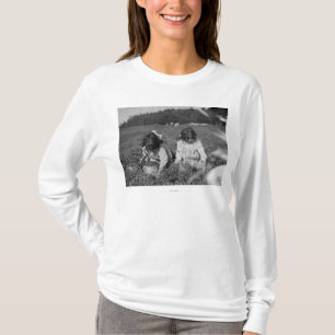 Young Girls Picking Cranberries Photograph T-Shirt