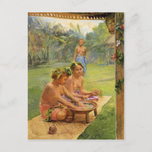 Young Girls Preparing Kava - Postcard