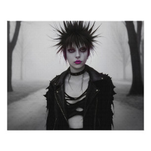 Young gothic punk girl poster