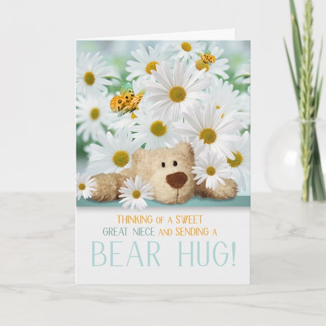 Young Great Niece Sending a Bear Hugs Card (Front)