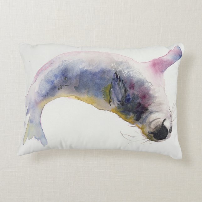 Young grey seal Gweek 2003 Decorative Cushion (Back)