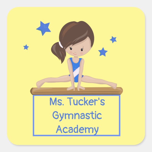 Young Gymnast Academy School Class Custom Square  Square Sticker (Front)