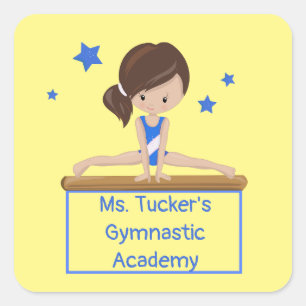 Young Gymnast Academy School Class Custom Square  Square Sticker