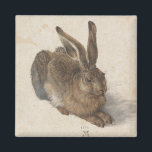Young Hare by Albrecht Durer Magnet<br><div class="desc">Young Hare by Albrecht Durer, 1502, is a detailed, naturalistic watercolor and gouache drawing of a young rabbit. Among the first artists to paint details of landscape and nature, here Durer’s precise brush captures the hare’s patterns of fur growth and coloration so vividly that the animal appears it could move....</div>