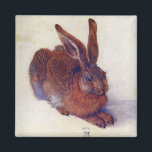 Young Hare by Albrecht Durer, Renaissance Fine Art Magnet<br><div class="desc">Young Hare (1502) by artist Albrecht Dürer (1471-1528) is a vintage Renaissance fine art animal portrait painting. A baby field rabbit in a meadow of white snow during the winter season. A cute forest creature.</div>