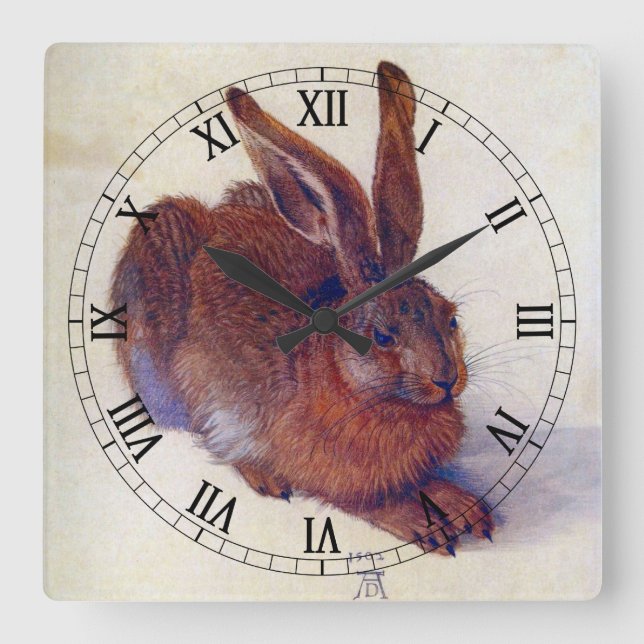 Young Hare by Albrecht Durer, Renaissance Fine Art Square Wall Clock (Front)